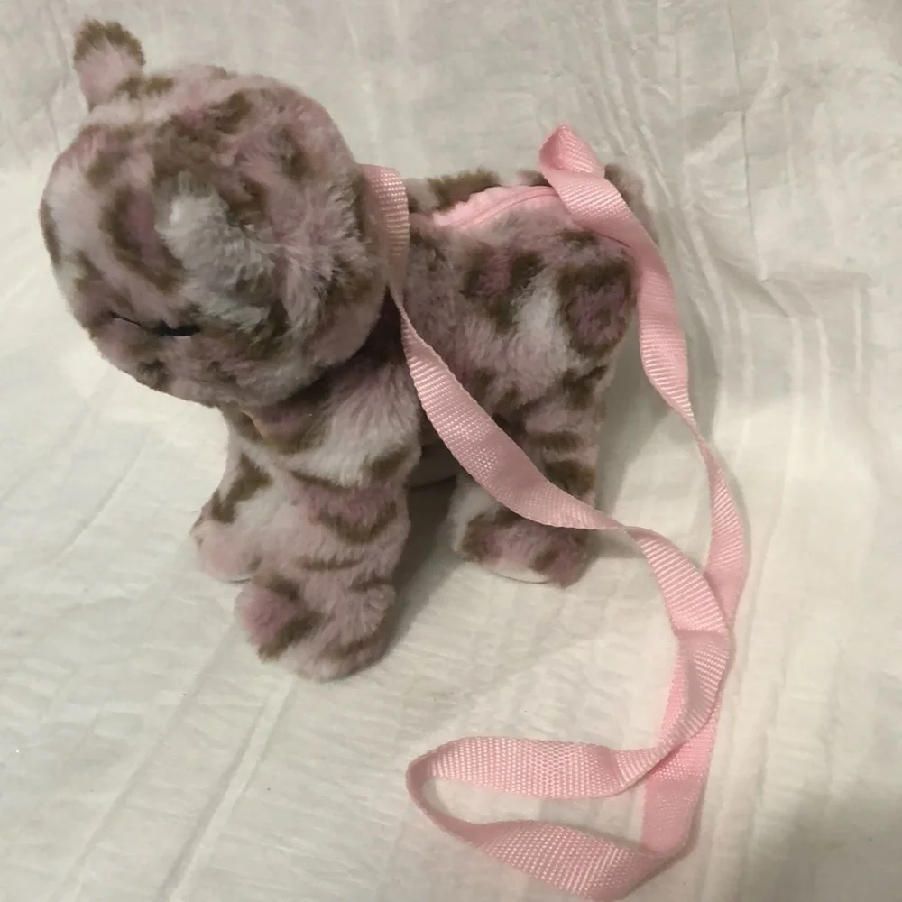 Plush Pink Leopard Kids Backpack Plush Bag